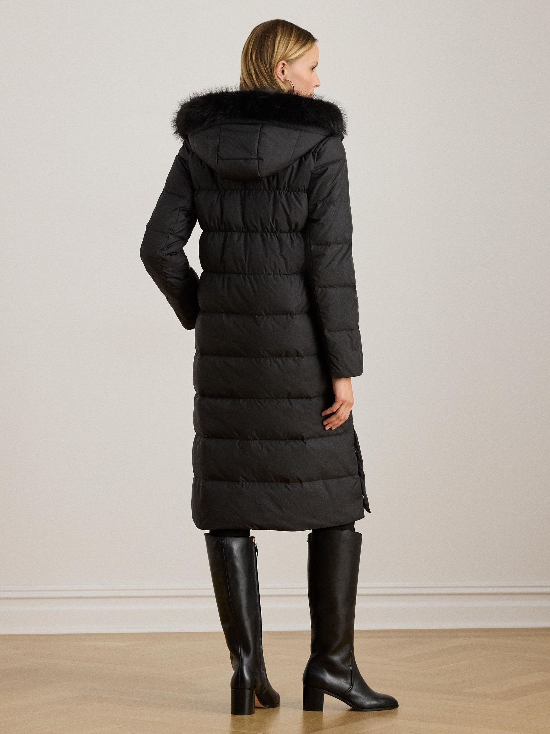 Buy Lauren Ralph Lauren Black Faux Fur Trim Hooded Down Coat from