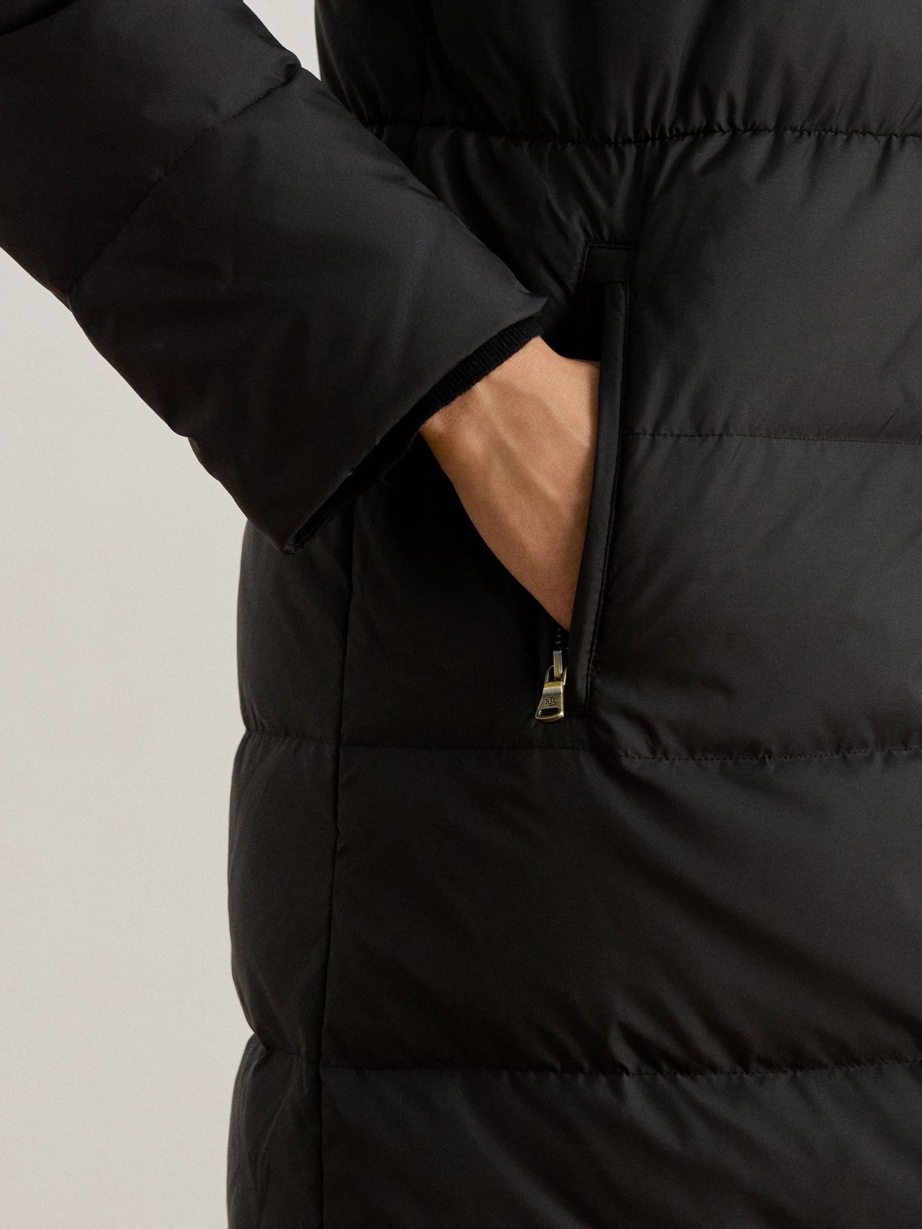 Buy Lauren Ralph Lauren Black Faux Fur Trim Hooded Down Coat from
