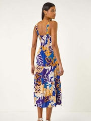 Roman Blue Floral Print Midi Sundress - Image 3 of 5