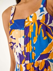 Roman Blue Floral Print Midi Sundress - Image 5 of 5