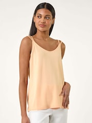 Roman Orange Plain Double Strap Stretch Vest Top - Image 4 of 5