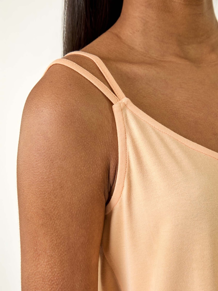 Roman Orange Plain Double Strap Stretch Vest Top - Image 5 of 5