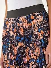 Roman Black Ditsy Floral Print Pleated Stretch Skirt - Image 5 of 5