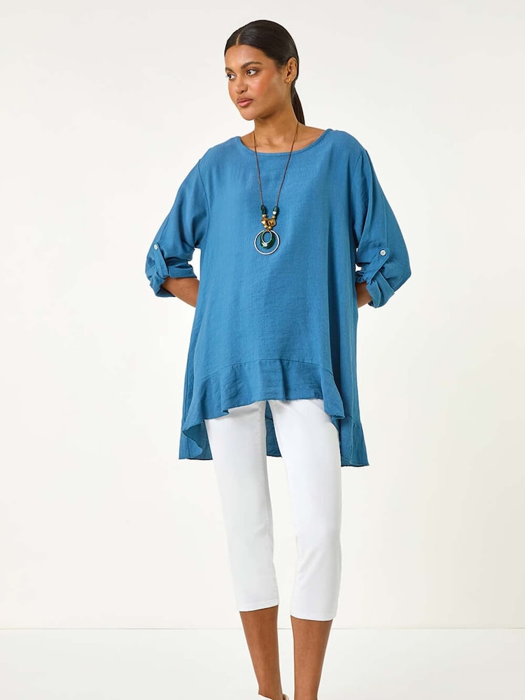 Azul - Roman Necklace Frill Hem Tunic Top - Imagen 1 de 5 Azul - Roman Necklace Frill Hem Tunic Top - Imagen 1 de 5