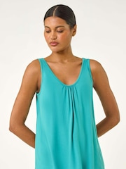 Roman Green Plain V-Neck Stretch Jersey Vest Top - Image 4 of 5
