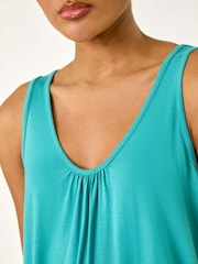 Roman Green Plain V-Neck Stretch Jersey Vest Top - Image 5 of 5