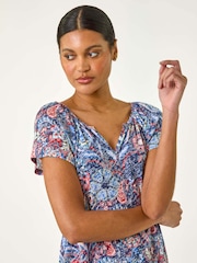 Roman Burnout Print V-Neck Raglan Blouse - Изображение 1 из 5