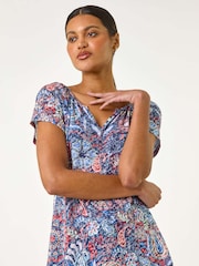 Roman Burnout Print V-Neck Raglan Blouse - Изображение 4 из 5