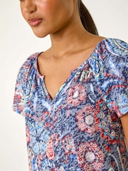 Roman Burnout Print V-Neck Raglan Blouse - Изображение 5 из 5