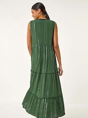 Зеленый - Roman Sequin Tiered Maxi Dress - Image 3 of 5