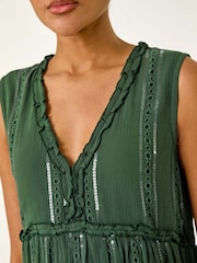 Зеленый - Roman Sequin Tiered Maxi Dress - Image 5 of 5