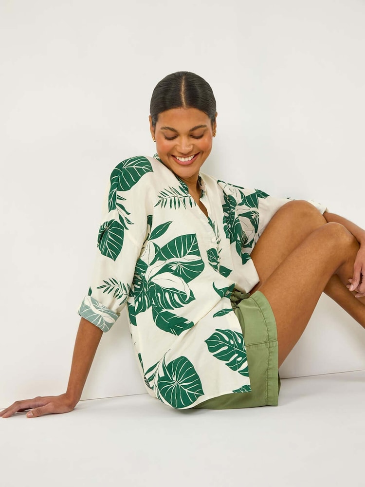 Roman Green Tropical Palm Leaf Buttoned Shirt - Image 1 of 5