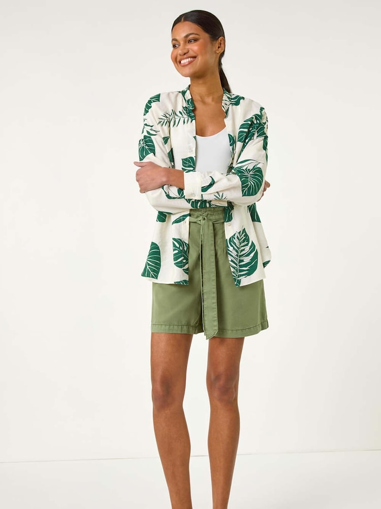 Roman Green Tropical Palm Leaf Buttoned Shirt - Image 2 of 5