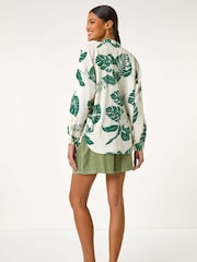Roman Green Tropical Palm Leaf Buttoned Shirt - Image 3 of 5