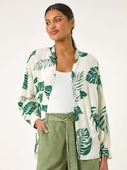 Roman Green Tropical Palm Leaf Buttoned Shirt - Image 4 of 5
