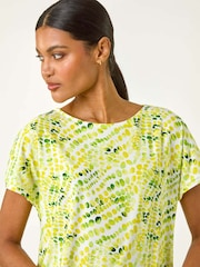 Roman Yellow Abstract Print Bubble Hem T-Shirt - Image 1 of 5