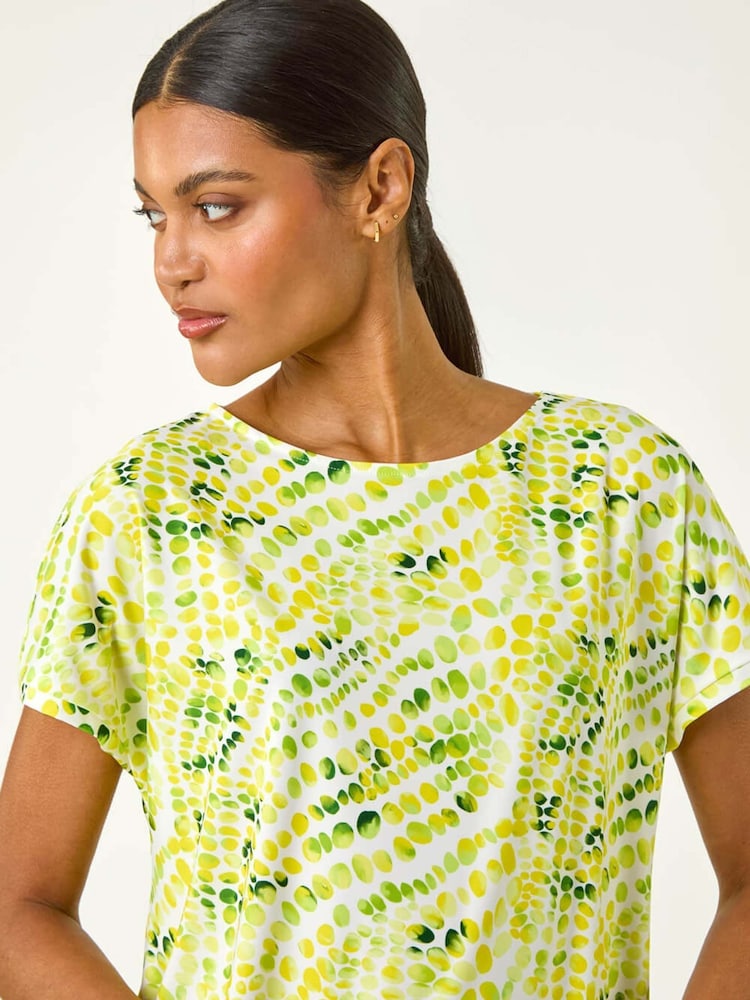Roman Yellow Abstract Print Bubble Hem T-Shirt - Image 1 of 5