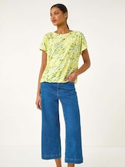 Roman Yellow Abstract Print Bubble Hem T-Shirt - Image 2 of 5