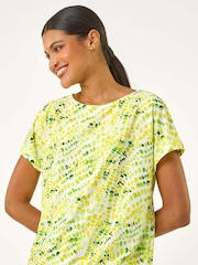 Roman Yellow Abstract Print Bubble Hem T-Shirt - Image 4 of 5