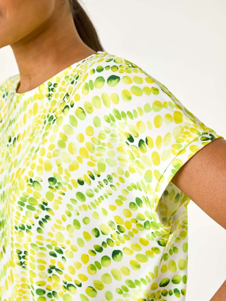 Roman Yellow Abstract Print Bubble Hem T-Shirt - Image 5 of 5