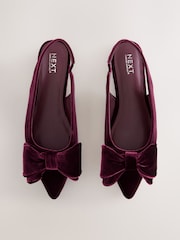 Burgandy Red Velvet - Forever Comfort® Point Toe Bow Slingback Flat Shoes - Imagen 1 de 5