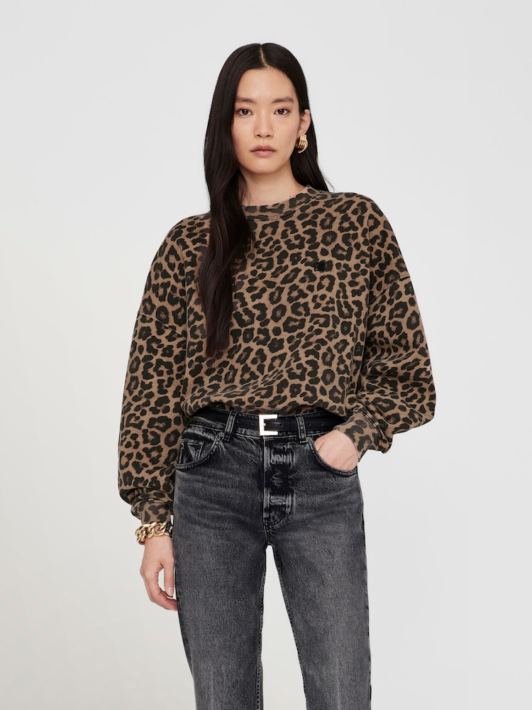 ANINE BING Brown Leopard Miles Sweatshirt - Image 1 of 3