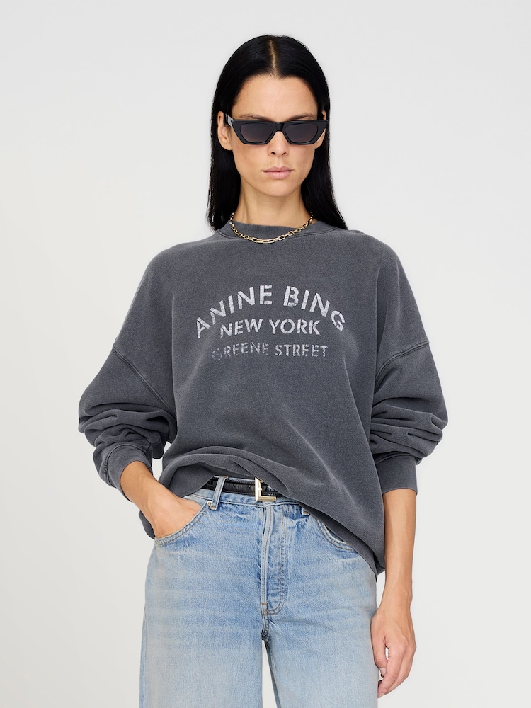 ANINE BING Black Washed Miles Sweatshirt - Image 1 of 3