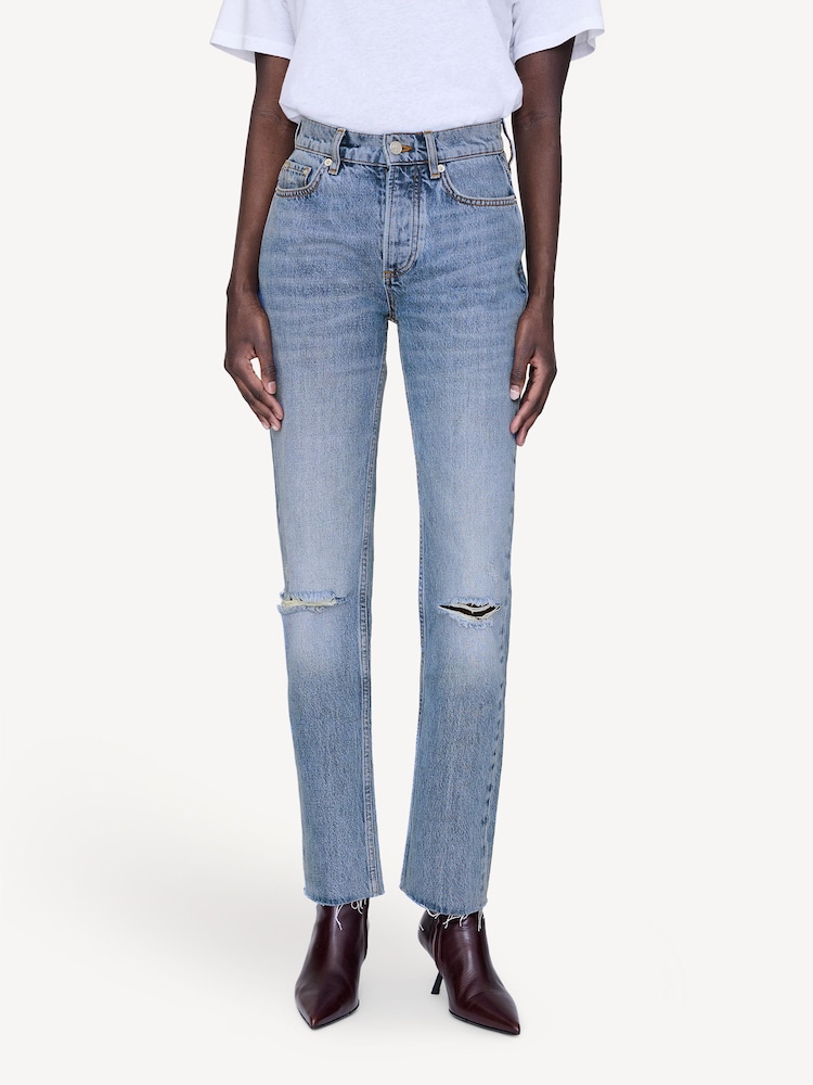 ANINE BING Blue Destructed Antique Bruno Jeans - Image 1 of 6