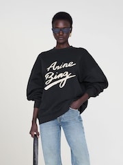 ANINE BING Black Miles Chenille Signature Sweatshirt - Image 1 of 4