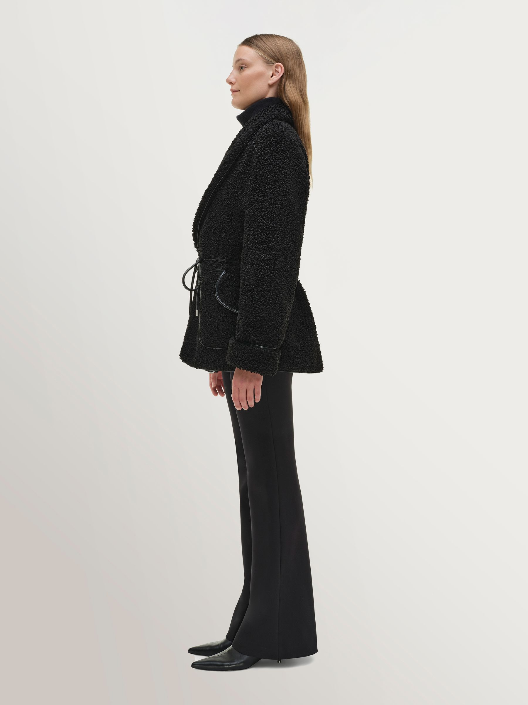 Simkhai Black Kimia Tie Waist Fleece Jacket | Seasons