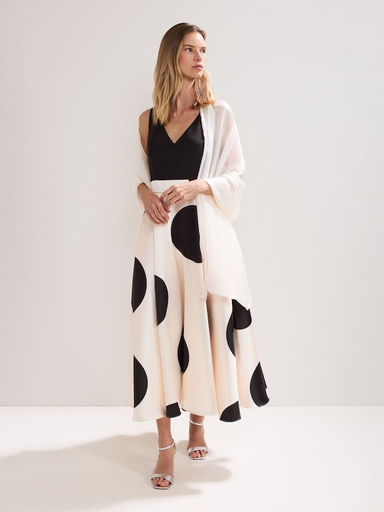 Phase Eight White Satin Trim Scarf - Image 1 of 4 Phase Eight White Satin Trim Scarf - Image 1 of 4