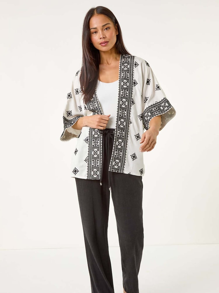 Roman White Petite Abstract Embroidered Coverups - Image 2 of 5