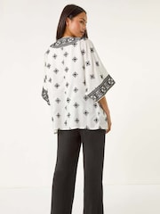Roman White Petite Abstract Embroidered Coverups - Image 3 of 5