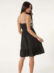 Roman Black Petite Crochet Trim Strap Dress - Image 3 of 5