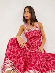 Roman Pink Petite Floral Print Tiered Maxi Dress - Image 1 of 5