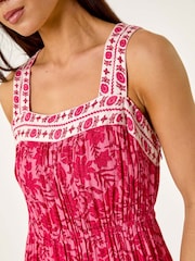Roman Pink Petite Floral Print Tiered Maxi Dress - Image 5 of 5