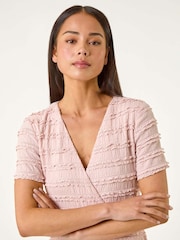 Roman Pink Petite Ruffle Midi Wrap Dress - Image 4 of 5