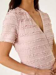 Roman Pink Petite Ruffle Midi Wrap Dress - Image 5 of 5