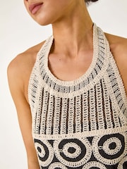 Roman Black Petite Crochet Contrast Maxi Dress - Image 5 of 5