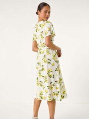Roman White Petite Print Button Tea Dress - Image 2 of 5