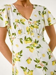 Roman White Petite Print Button Tea Dress - Image 5 of 5