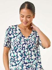 Roman Petite Floral V-Neck Stretch Blouse - Изображение 1 из 5