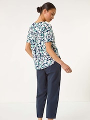 Roman Petite Floral V-Neck Stretch Blouse - Изображение 3 из 5