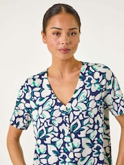 Roman Petite Floral V-Neck Stretch Blouse - Изображение 4 из 5