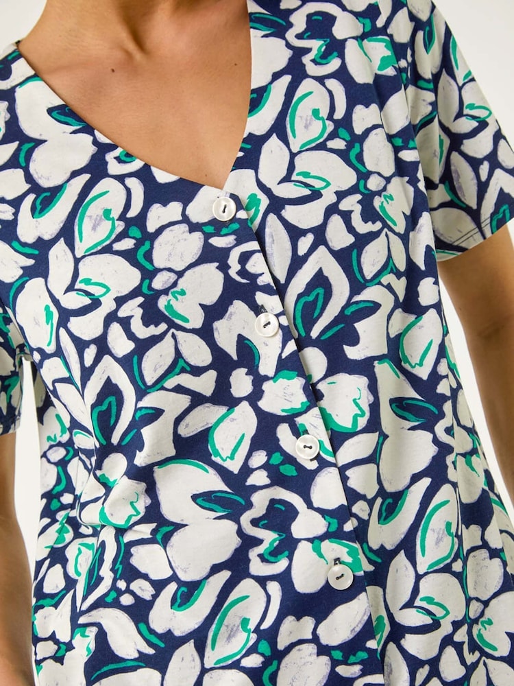Roman Petite Floral V-Neck Stretch Blouse - Изображение 5 из 5