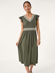 Roman Green Petite Crochet Trim Midi Dress - Image 2 of 5