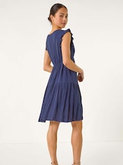 Roman Blue Dark Petite Petite Frill Short Dress - Image 3 of 5