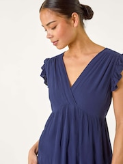 Roman Blue Dark Petite Petite Frill Short Dress - Image 4 of 5
