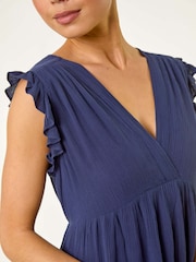 Roman Blue Dark Petite Petite Frill Short Dress - Image 5 of 5