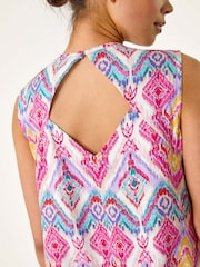 Roman Pink Petite Frill Hem V-Neck Dress - Image 5 of 5